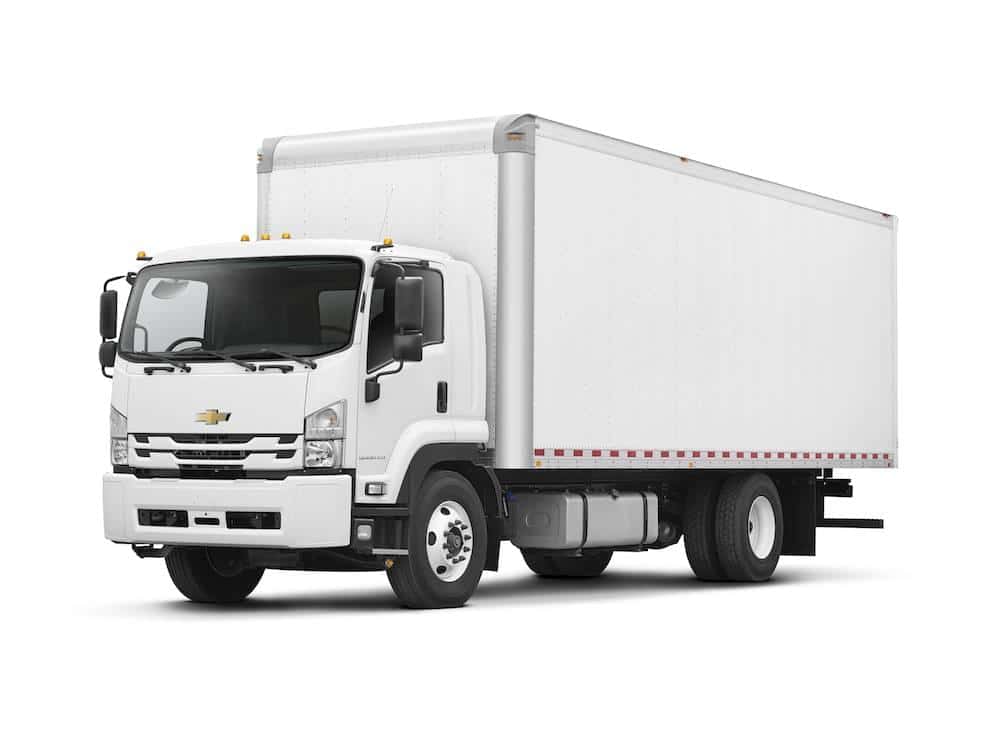 26-foot straight box truck at a warehouse loading dock — Bonafide box truck dispatch service
