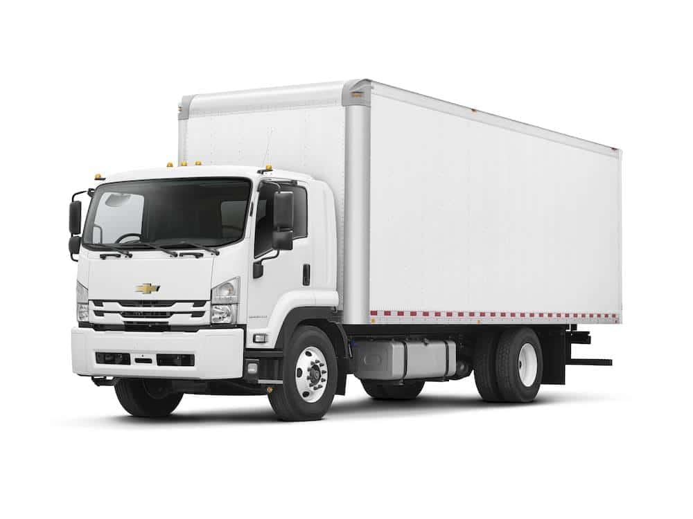 26-foot straight box truck at a warehouse loading dock — Bonafide box truck dispatch service