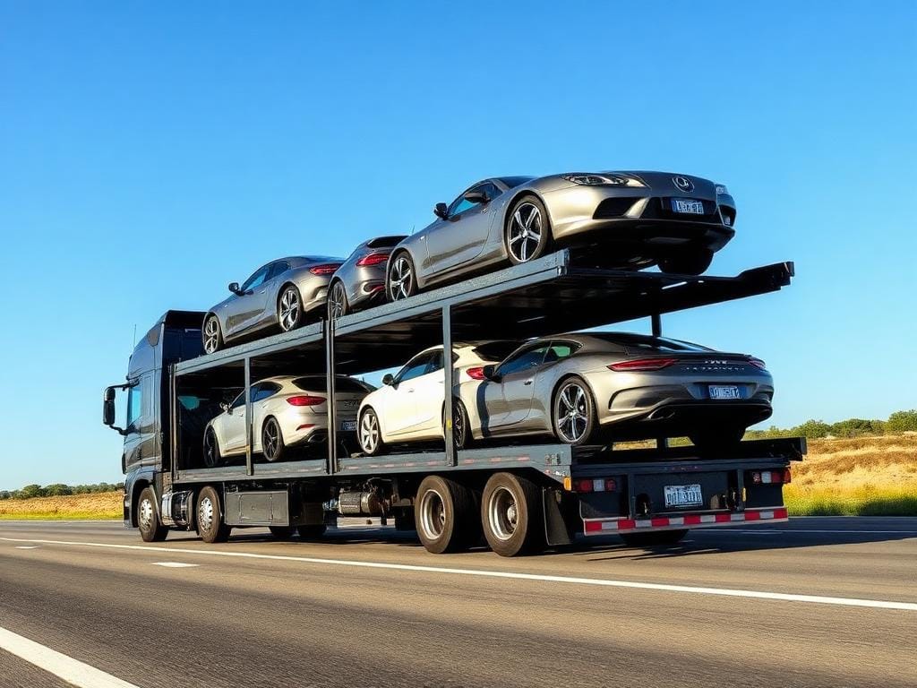 9-car open auto transport hauler loading dealer vehicles at auction — Bonafide car hauler dispatch service