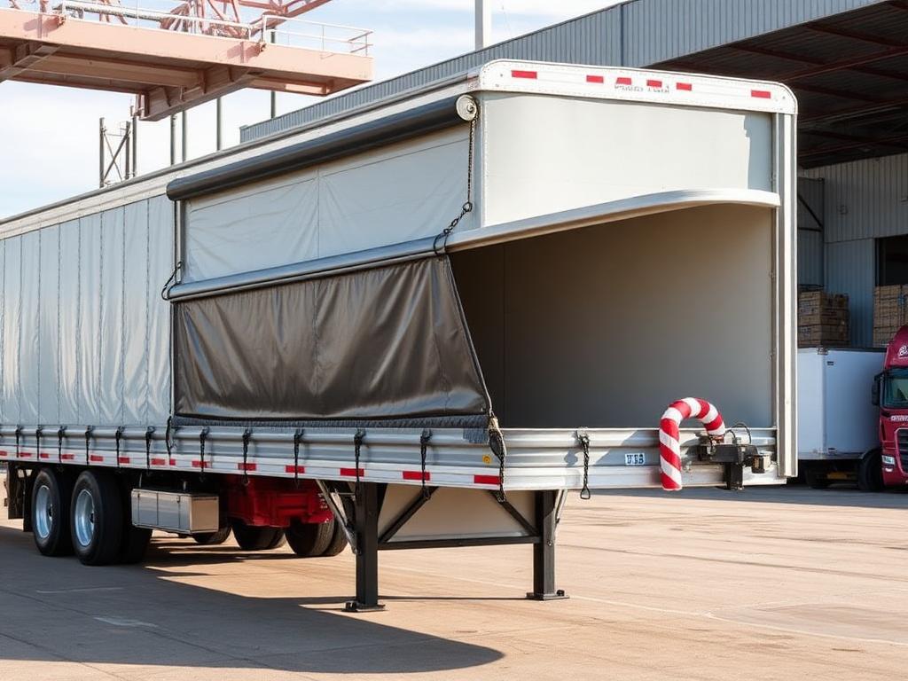 48-foot Conestoga curtain-side flatbed trailer with retractable cover — Bonafide Conestoga dispatch service