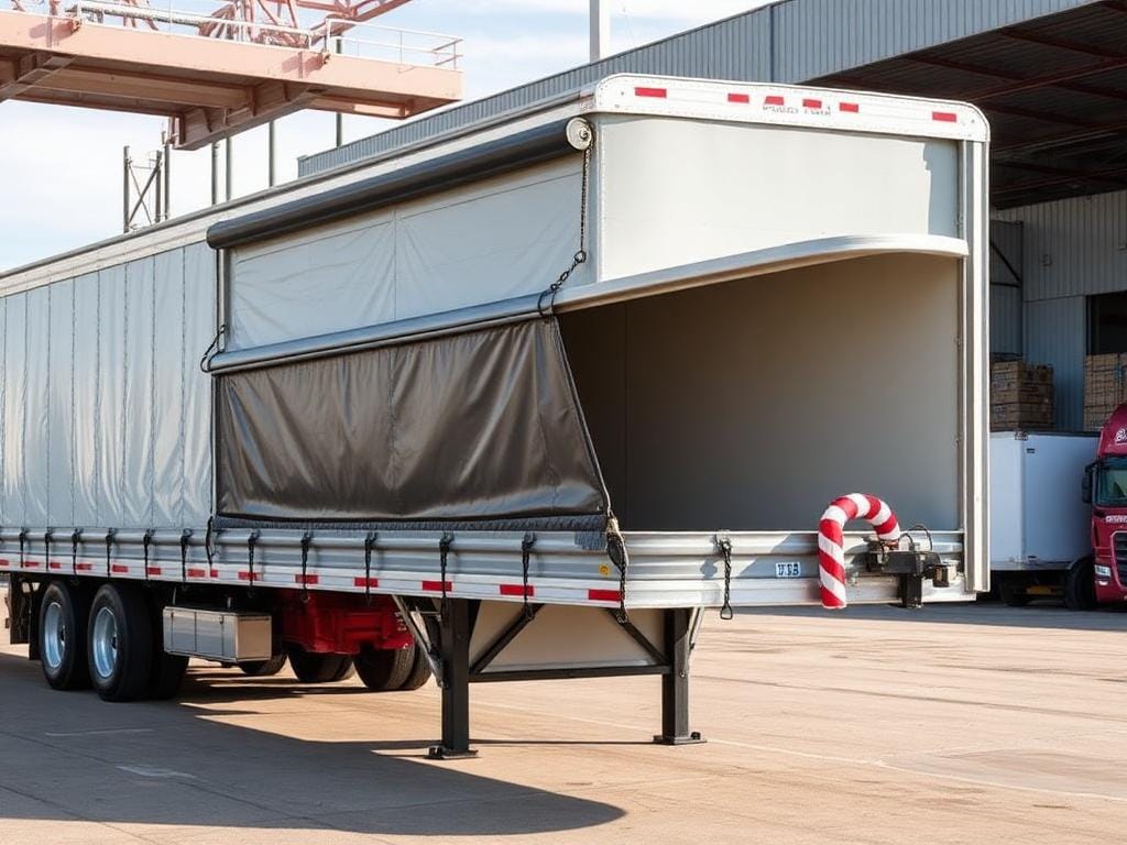 48-foot Conestoga curtain-side flatbed trailer with retractable cover — Bonafide Conestoga dispatch service