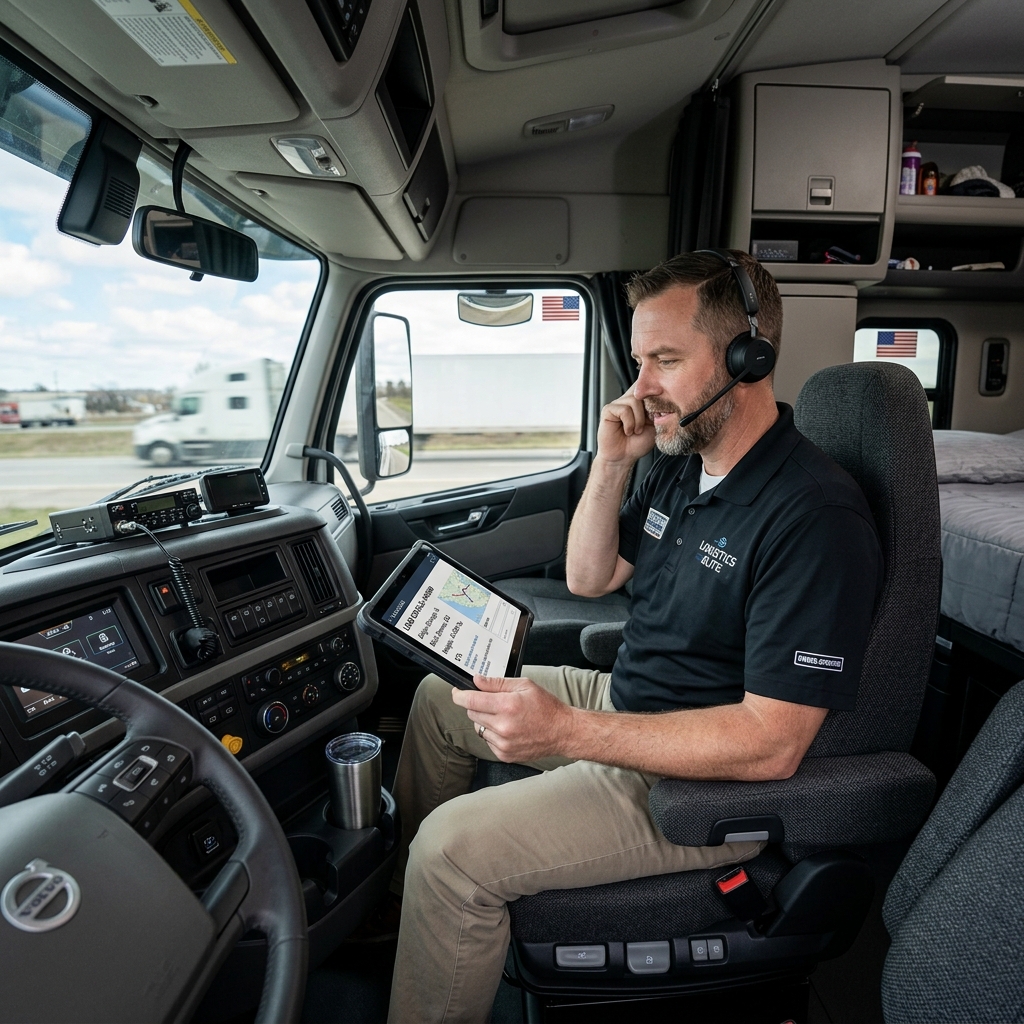 Owner-operator communicating with dedicated truck dispatcher