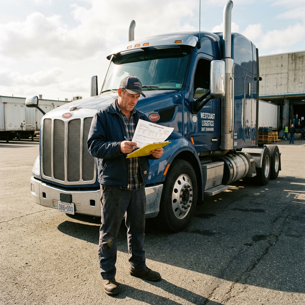 Owner-operator reviewing broker load information