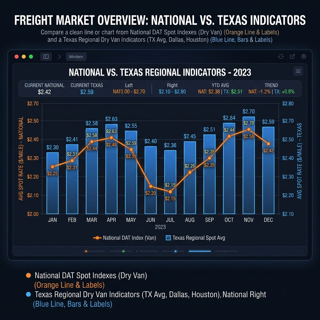 2026 U.S. truckload rate and volume trends used as context for Texas freight