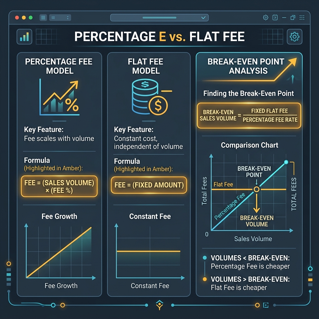Truck dispatch percentage versus flat-fee cost comparison