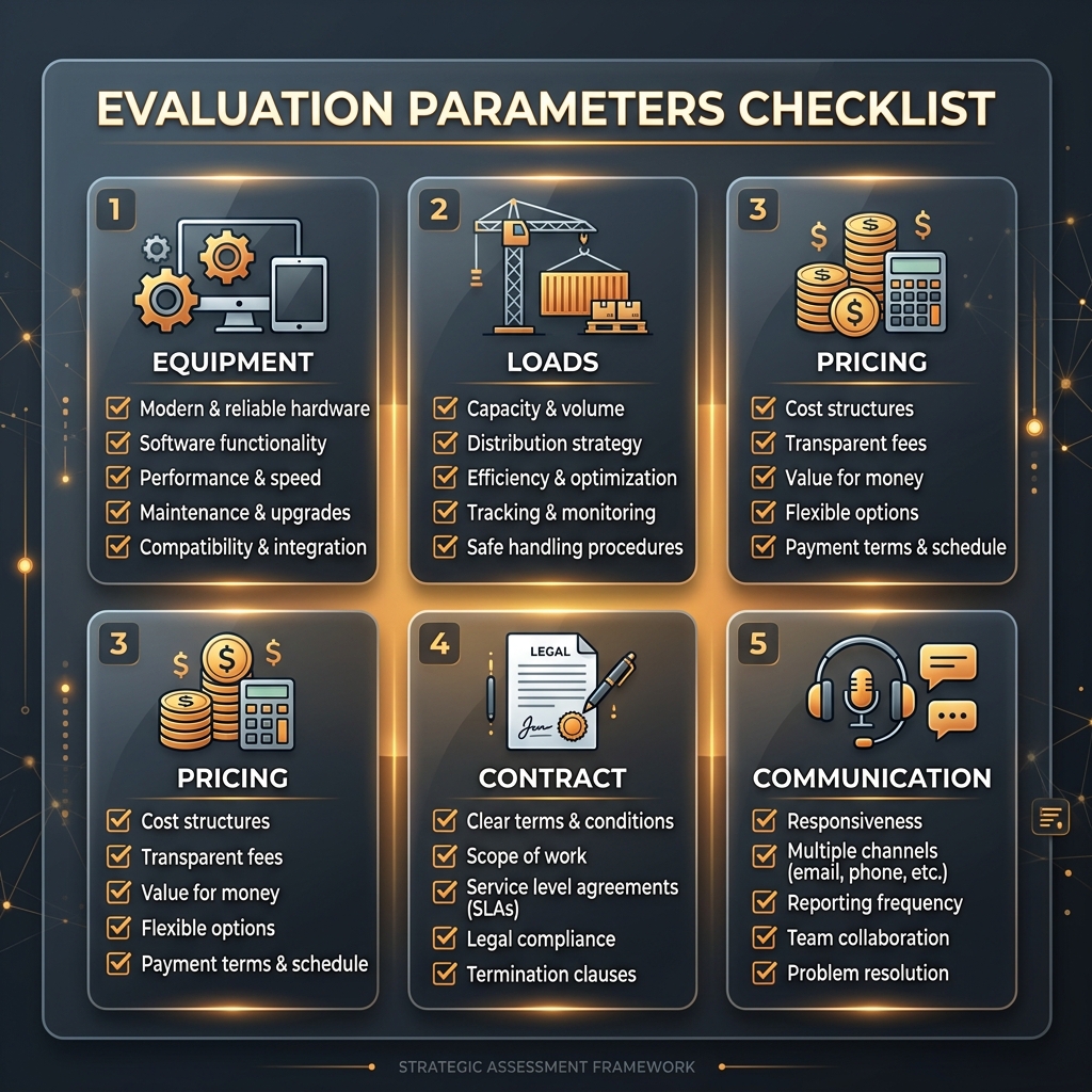 Truck dispatch service evaluation checklist