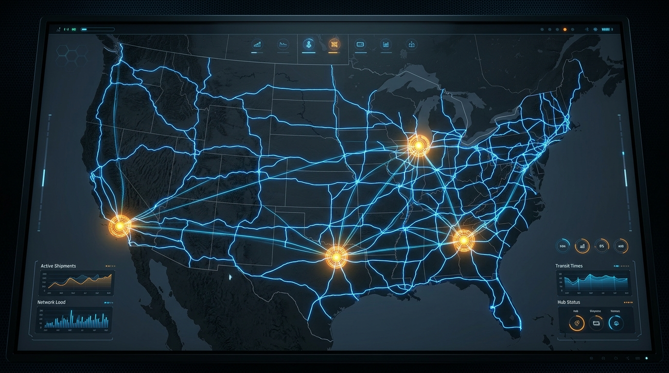 US map showing Bonafide Trucking Solutions dispatch coverage across all 50 states, based in Wyoming